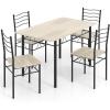 Giantex Modern 5 Piece Dining Table Set for 4 Chairs Wood Metal Kitchen Breakfast Furniture (Beech Wood)(Beech Wood)