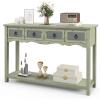 Giantex Narrow Console Table with Storage – 48” Antique Entryway Table with 4 Drawers, Open Shelf, Solid Wood Legs, Long & Slim Sofa Side Table for Couch, Hallway, Living Room, Foyer, Entry Table
