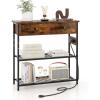 Giantex Narrow Console Table with Storage – 60″ Long Sofa Side Table w/ 4 Drawers & Open Shelf, Solid Wood Legs, Rectangular Entry Table, Retro Entryway Table for Living Room Hallway, Foyer, Black(Brown)