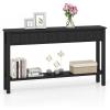 Giantex Narrow Console Table with Storage – 60″ Long Sofa Side Table w/ 4 Drawers & Open Shelf, Solid Wood Legs, Rectangular Entry Table, Retro Entryway Table for Living Room Hallway, Foyer, Black(Black)