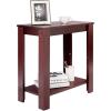 Giantex Narrow End Table, 2-Tier Side Table with Open Storage Shelf, Retro Wood Sofa Table Bedside Tables for Small Spaces, Slim Nightstand for Living Room, Bedroom, Easy Assembly, Walnut(Mahogany)