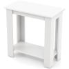 Giantex Narrow End Table, 2-Tier Side Table with Open Storage Shelf, Retro Wood Sofa Table Bedside Tables for Small Spaces, Slim Nightstand for Living Room, Bedroom, Easy Assembly, Walnut(White)