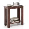 Giantex Narrow End Table, 2-Tier Side Table with Open Storage Shelf, Retro Wood Sofa Table Bedside Tables for Small Spaces, Slim Nightstand for Living Room, Bedroom, Easy Assembly, Walnut(Walnut)