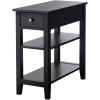 Giantex Narrow End Table, Farmhouse Side Tables with Drawer & Storage Shelves, Wood Sofa Side Tables, 3-Tier Nightstands for Small Space, Living Room, Bedroom, 23.5″ L x 12″ W x 24.5″ H, Brown(Black)