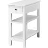 Giantex Narrow End Table, Farmhouse Side Tables with Drawer & Storage Shelves, Wood Sofa Side Tables, 3-Tier Nightstands for Small Space, Living Room, Bedroom, 23.5″ L x 12″ W x 24.5″ H, Brown(White)