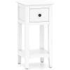 Giantex Narrow End Table with Drawer, 23.5″ H Side Table w/Open Storage Shelf & Solid Wood Frame, Small Night Stand for Dorm Living Room, Bedroom, Small Spaces, No Assembly Needed, Walnut(White)