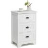 Giantex Nightstand with 3 Drawers, Bedside Table with Exquisite Metal Handles, Accent Table Sofa Side Table with Anti-toppling Device for Bedroom, Study, Black(White)