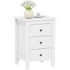 Giantex Nightstand with 3 Drawers, Wood Walnut Night Stand Bedside Table w/Storage Drawer & Round Metal Knobs, Vintage End Side Table for Dorm Bedroom Small Spaces, 14.5″ D x 18″ W x 26″ H(White)