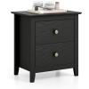 Giantex Nightstands Set of 2, Modern 2 Drawers Night Stands with Handles, Sofa Side Table with Sturdy Legs for Small Spaces, College Dorm, Kids’ Room, Wooden Bedside Tables for Bedroom, Black(Black)