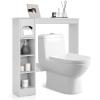 Giantex Over The Toilet Storage Cabinet, Freestanding Toilet Cabinet Organizer w/Adjustable Shelves & Toilet Paper Holder, Bathroom Space Saver Storage Rack Home Organizer for Bathroom Laundry(White)