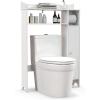Giantex Over-The-Toilet Storage Cabinet, Bathroom Freestanding Space Saver with 1-Door Side Storage Cabinet & Paper Holder, Toilet Rack Organizer Stand for Bathroom Laundry (White)