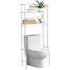 Giantex Over-The-Toilet Storage Space Saver Bathroom Metal Spacesaver Rack with 2 Tier Rack, Hooks and Adjustable Feet Multifunctional Toilet Space-Saving Storage