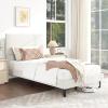 Giantex Queen Size Bed Frame, Linen Upholstered Platform Bed w/Height Adjustable Chevron Headboard, Wooden Slats Support Mattress Foundation, 6.5’’ Under-Bed Storage, No Box Spring Needed (Grey)(Beige)