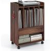 Giantex Record Player Stand, Rolling Turntable Stand with Drawer, Hook & Lockable Wheels, Vinyl Record Display Shelf Holds Up to 180 Albums, for Living Room Bedroom (White)(Rustic Brown)