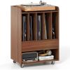 Giantex Record Player Stand, Rolling Turntable Stand with Drawer, Hook & Lockable Wheels, Vinyl Record Display Shelf Holds Up to 180 Albums, for Living Room Bedroom (White)(Walnut)