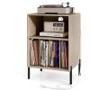 Giantex Record Player Stand with Charging Station, Turntable Stand with Storage Cabinet, Record Player Shelf with Metal Legs, Vinyl Record Storage up to 150 Albums for Living Room (Oak)(Oak)