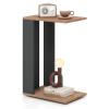 Giantex Rolling C Shaped End Table, 2-Tier Sofa Side Table with Universal Wheels & Storage Shelf, Narrow Nightstand for Small Space, Mobile Snack Couch Tray Table for Living Room & Bedroom(1)