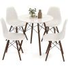 Giantex Round Dining Table Set for 4, 5-Piece Kitchen Table Chairs Set, Modern 31.5″ D Dining Table & 4 Dining Chairs with Solid Wood Legs, Dinette Table Set for Small Spaces Dining Room Restaurant(White+walnut)