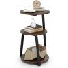 Giantex Round End Table, Industrial Side Table with Sturdy Metal Frame, Coffee Table, 3-Tier Bedside Table for Bedroom, Living Room, Couch, Accent Table for Small Spaces, Rustic Brown (1)(1)