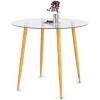 Giantex Round Glass Dining Table, 35.5″ D x 30″ H Kitchen Dinner Table w/Tempered Glass Tabletop & Metal Legs, Circle Leisure Coffee Table for Dining Room & Living Room, Clear & Natural, 2 Pack