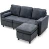 Giantex Sectional Sofa Set, Convertible L-Shaped Couch with Ottoman, 2 Bolsters, Comfy Fabric Modular Sleeper Bed for Living Room Reception Room Home Office Apartment, 73”x 31.5”x 34” (Grey)