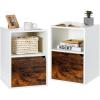 Giantex Set of 2 Nightstands, End Table w/Storage Cabinet and Open Shelf, 2-Tier File Cabinet, Modern Sofa Couch Side Table for Bedroom Home Office (White+Rustic Brown)(White+rustic Brown)