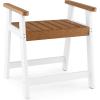 Giantex Shower Bench with Arms, Waterproof HDPE Shower Stool for Bathroom, Heavy Duty Sturdy Bath Seat for Seniors Elderly, Non-Slip Feet, Spa Shower Chair for Inside Outdoor (Brown & White)