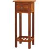 Giantex Tall End Table, Narrow Side Table with Drawer and Shelf, Acacia Wood Nightstand for Living Room, 2-Tier Bedside Table for Small Space, No Assembly, White(Rustic Brown)