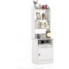 Giantex Tall Nightstand with Charging Station – 56″ Tall Bedside Table with 6-Level Adjustable Bookshelf, Modern End Side Table with Storage Cabinet for Bedroom, White(White)