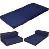 Giantex Tri-Fold Folding Mattress Queen – 4-Inch Portable Sofa Bed with Washable Cover & Handles, High-Density Foam Floor Couch for Adults, Guest Bed for Camping, Sleepovers, Gray(Blue)