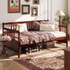 Giantex Twin Daybed Frame, Wooden Sofa Bed Guest Bed with Rails & Wood Slat Support, Dual-use Twin Size Platform Bed Frame for Living Room Bedroom, No Box Spring Needed, Cherry(Cherry)