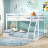 Giantex Twin Low Bunk Bed, Solid Wood Twin Over Twin Bunk Bed Frame with Full Guardrails & Integrated Ladder, Floor Twin Bunk Beds for Kids Boys and Girls, No Box Spring Needed, White(White)
