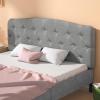 Giantex Upholstered Headboard, Button Tufted Headboard, Adjustable Height from 38’’ to 53’’ Platform, Full Size, Easy Assembly, Modern Fabric Furniture for Bedroom, Light Grey