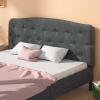 Giantex Upholstered Headboard, Button Tufted Headboard, Adjustable Height from 38’’ to 53’’ Platform, Full Size, Easy Assembly, Modern Fabric Furniture for Bedroom, Dark Grey