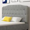 Giantex Upholstered Headboard, Button Tufted Headboard, Queen Size, Adjustable Height from 38’’ to 53’’ Platform, Easy Assembly, Modern Fabric Furniture for Bedroom, Light Grey