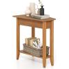 Giantex Wedge End Table White, Triangle Side Table with Storage Shelf and Solid Wood Legs, Recliner Table, 24.5″ Tall Nightstand, Modern Narrow Accent Table for Small Space Living Room(Walnut)