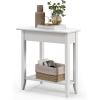 Giantex Wedge End Table White, Triangle Side Table with Storage Shelf and Solid Wood Legs, Recliner Table, 24.5″ Tall Nightstand, Modern Narrow Accent Table for Small Space Living Room(White)