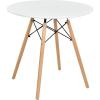 Giantex White Dining Table, 31.5″ D x 32″ H Round Dining Room Table with Solid Beech Wood Legs, Modern Kitchen Table with TSCA Certification for Small Places, White & Natural