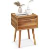Giantex White Nightstand, Wooden Bedside Tables w/ 2 Storage Drawers & Soild Wood Legs, Practical End Side Table, Mid Century Modern Night Stand for Living Room Bedroom(Walnut)