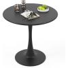 Giantex White Round Dining Table, 32-inches Modern Tulip Kitchen Table with 0.9” Thickened Tabletop & Sturdy Metal Pedestal, Mid-Century Leisure Table for Small Places, Dining Room, Living Room, Cafe(Black)