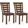 Giantex Wood Dining Chairs Set of 2, Upholstered Dining Chairs with Rubber Wood Legs, Wooden Kitchen Chair with Padded Seat, Max Load 300 Lbs, Farmhouse High Back PU Leather Dining Room Chair, Walnut