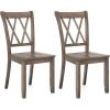 Giantex Wood Dining Chairs Set of 2 White, Armless Kitchen Chair w/Rubber Wood Frame, Cross Back, Contoured Seat, Farmhouse Wooden Side Chair, High Back Kitchen Chairs for Home Dining Room(Brown)