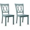 Giantex Wood Dining Chairs Set of 2 White, Armless Kitchen Chair w/Rubber Wood Frame, Cross Back, Contoured Seat, Farmhouse Wooden Side Chair, High Back Kitchen Chairs for Home Dining Room(Antique Sage Green)