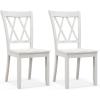 Giantex Wood Dining Chairs Set of 2 White, Armless Kitchen Chair w/Rubber Wood Frame, Cross Back, Contoured Seat, Farmhouse Wooden Side Chair, High Back Kitchen Chairs for Home Dining Room(White)
