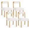 Giantex Wooden Dining Chairs Set of 2, Faux Sherpa Upholstered Kitchen Dining Room Chairs w/Rubber Wood Frame, Padded Seat, Cylinder Back, Farmhouse Armless Accent Side Chairs for Living Room(2)