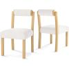 Giantex Wooden Dining Chairs Set of 2, Faux Sherpa Upholstered Kitchen Dining Room Chairs w/Rubber Wood Frame, Padded Seat, Cylinder Back, Farmhouse Armless Accent Side Chairs for Living Room(1)