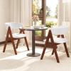 Giantex Wooden Dining Chairs Set of 2, Modern Sherpa Upholstered Kitchen Chair w/Armrests, Rubber Wood Legs, Padded Seat & Curved Open Back, Farmhouse Side Chairs for Home Living Room(White+walnut)