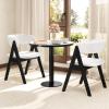 Giantex Wooden Dining Chairs Set of 2, Modern Sherpa Upholstered Kitchen Chair w/Armrests, Rubber Wood Legs, Padded Seat & Curved Open Back, Farmhouse Side Chairs for Home Living Room(White+black)