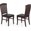 Giantex Wooden Dining Chairs Set of 2, PU Leather Upholstered Kitchen Side Chair, Rubber Wood Frame & Slatted High Backrest, Mid-Century Armless Dinette Chairs for Restaurant, Living Room