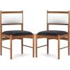 Giantex Wooden Dining Chairs Set of 2, Upholstered Kitchen Chair w/Rubber Wood Frame & Faux Leather Padded Seat, Faux Sherpa Backrest, Mid-Century Armless Chairs, Modern Side Chairs for Home(1)